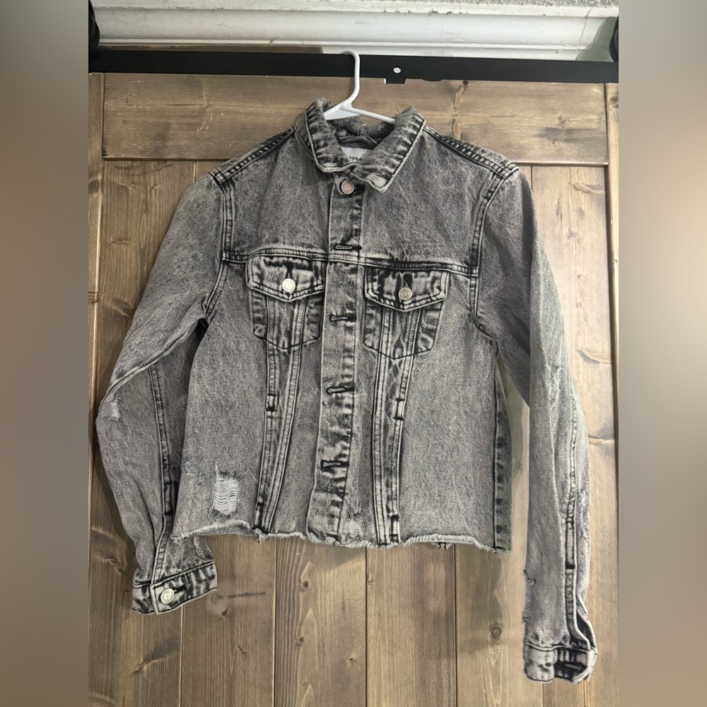 VERVET BY FLYING MONKEY Washed Black Cropped Denim Jacket Women’s Small EUC